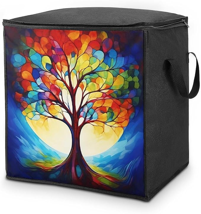 Large Storage Bags Tree Foldable Clothes Storage Containers with Zippers Bed Storage with Handles Dual Zippers for Comforters Clothes Blankets Pillows