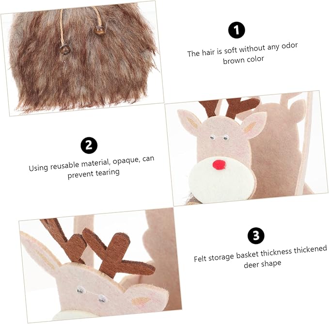 NOLITOY 2pcs Fawn Design Christmas Candy Holder Storage Bag Festive Xmas Treat Baskets for Party Favors Creative Wrapping and Holiday Decorations