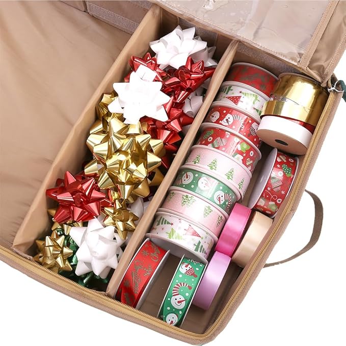 Sattiyrch Wrapping Paper Storage,600D Canvas Gift Wrap Paper Holder,Holds up to 20 Rolls,42W x 14D x 5H (Green)