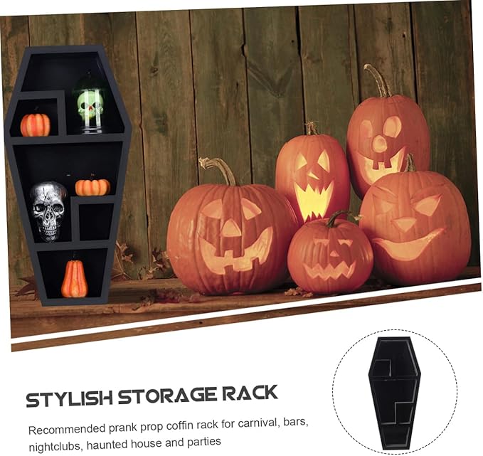 Vaguelly Creative Gothic Coffin Storage Rack Lightweight Organizer for Horror Decor Sundries for Halloween Parties Casket Shelf for Decor