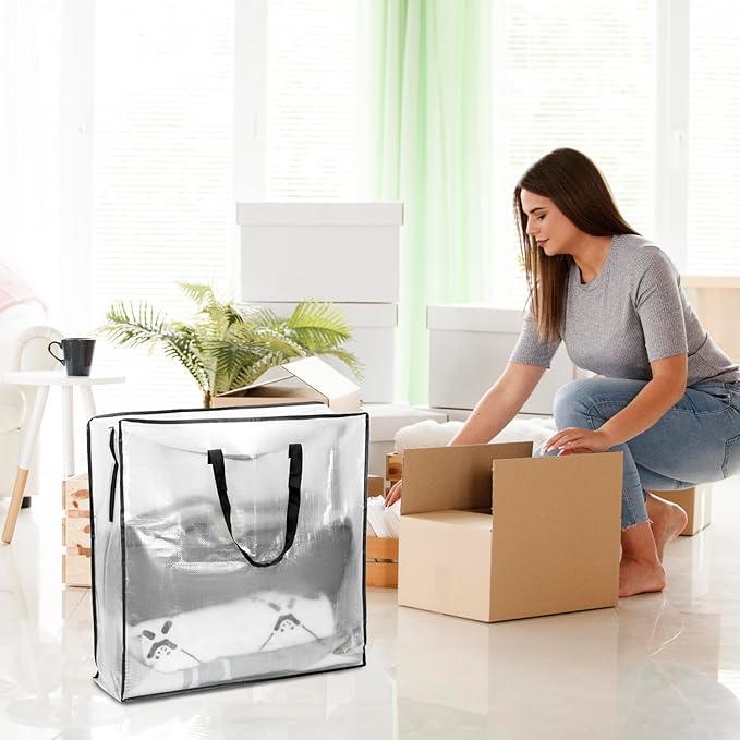 QWORK Moving Storage Bags, 5 Pack Heavy-Duty Wreath Storage Bag - 25 Gallon Capacity, Wreath Comforter Blankets Storage Bag