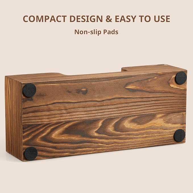 Paper Towel Dispenser Countertop, Burnt Wood Bathroom Paper Towel Holder, Black Napkin Holder for Kitchen, Countertop Multifold C-Fold, Z-Fold, Trifold Paper Hand Towel Dispenser for Toilet