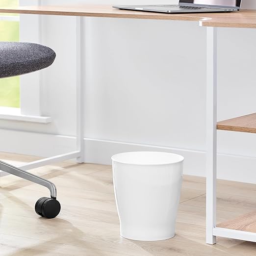 iDesign Small Round Plastic Bathroom Trash Can - Ideal for Bathroom or Office - White - Made in USA