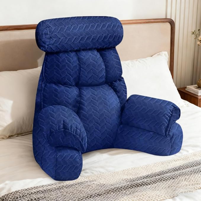 FXXUDVNIIN Back Pillow for Bed Sitting up – with 9.4" Armrest, for Reading, Gaming, Relaxing. Also Serves as tv Pillows for Sitting in Bed, Floor Pillow & Back Support for Adults.