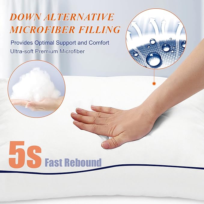 MZOIMZO Supportive Firm Bed Pillows for Sleeping- King Size, Set of 2, Cooling Hotel Quality with Premium Soft Down Alternative Fill for Back, Stomach or Side Sleepers, 20''x34''