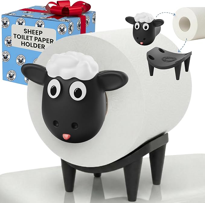 Sheep Toilet Paper Holder 1 Pack, Cute Animal Toilet Paper Holder, Unique Farmhouse Bathroom Decor and Accessories, Modern Tissue Roll Storage, Funny Home Gift Set