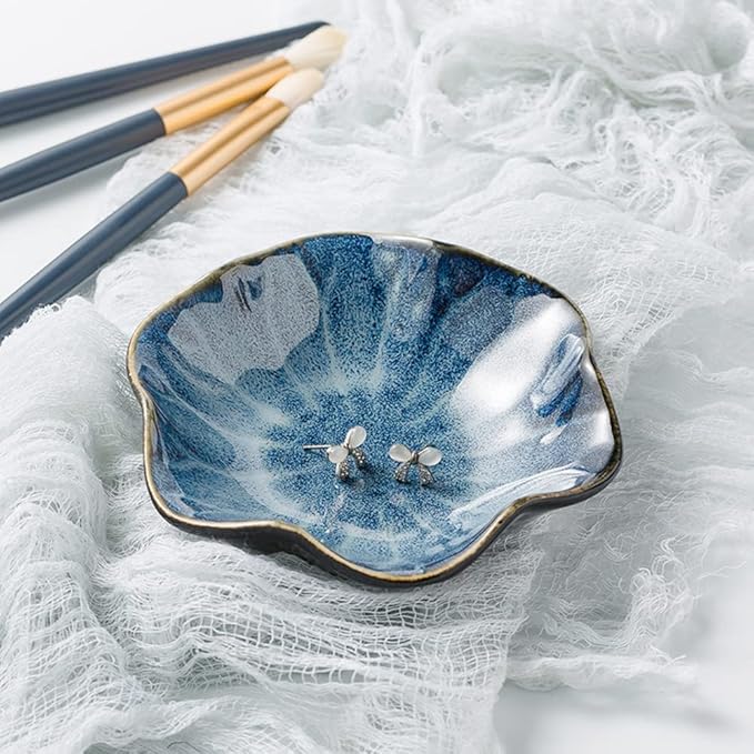 Mecaikru Jewelry Dish, Ceramic Trinket Tray, Small Ring Dish Holder, Key Bowl, Home Decoration for Friends Sisters Mother