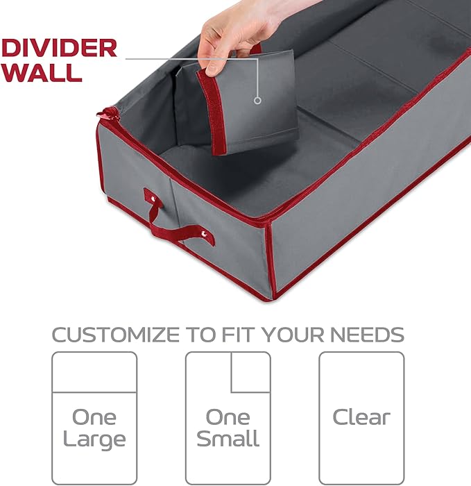 Christmas Wrapping Paper Organizer Storage, with Straps & Pockets, Gift Wrap Organizer Bag for Christmas Decorations, Fits Upto 24 Rolls, Underbed Storage for Holiday Decoration, (Gray)