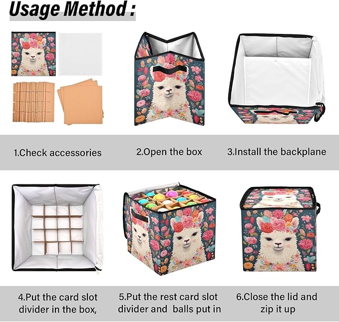 Kigai Alpaca Christmas Ornament Storage Box with Zipper & Adjustable Dividers Holiday Ornament Organizer Xmas Storage Container, 64 Balls