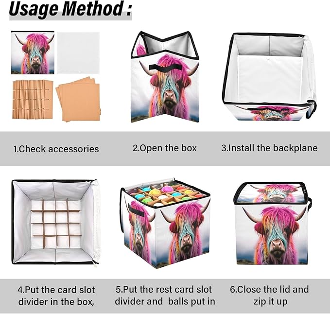 Kigai Highland Cow Christmas Ornament Storage Box with Zipper & Adjustable Dividers Holiday Ornament Organizer Xmas Storage Container, 64 Balls