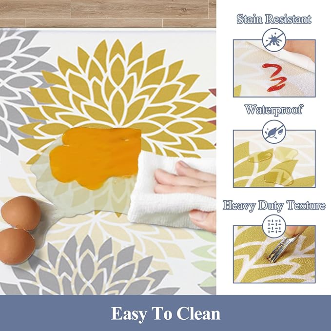 HEBE Anti Fatigue Kitchen Rugs Sets of 2, Non Slip Kitchen Mats for Floor, Waterproof Cushioned Comfort Standing Carpet for Kitchen Sink, Home Office, Laundry Room