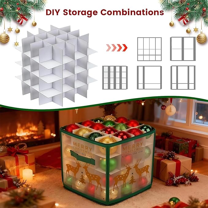 Bauble Safe, Holiday Organizing Piece, Sphere Securing Device, Unique Multi Level Design, Seamless Farmhouse Functionality, Top Closet Selection, Single Unit Solid Tear Resistant Fabric Case