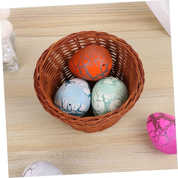 PRETYZOOM 3pcs Round Mini Easter Storage Basket Handmade Woven Vine Basket for Home Decoration for Candy and Treats Height Easter Ornament