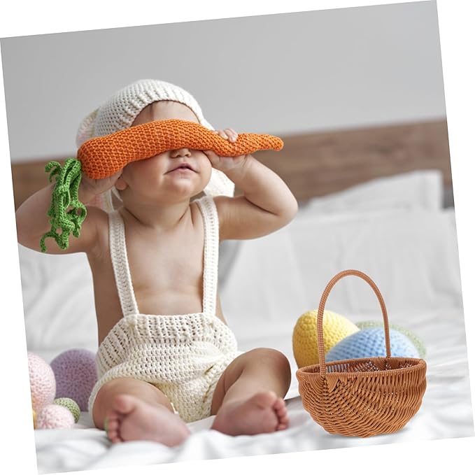 Rectangular Mini Easter Basket with Handle for Party Storage Woven Decoration for Eggs Candies and Items for Home and Kindergarten Decor