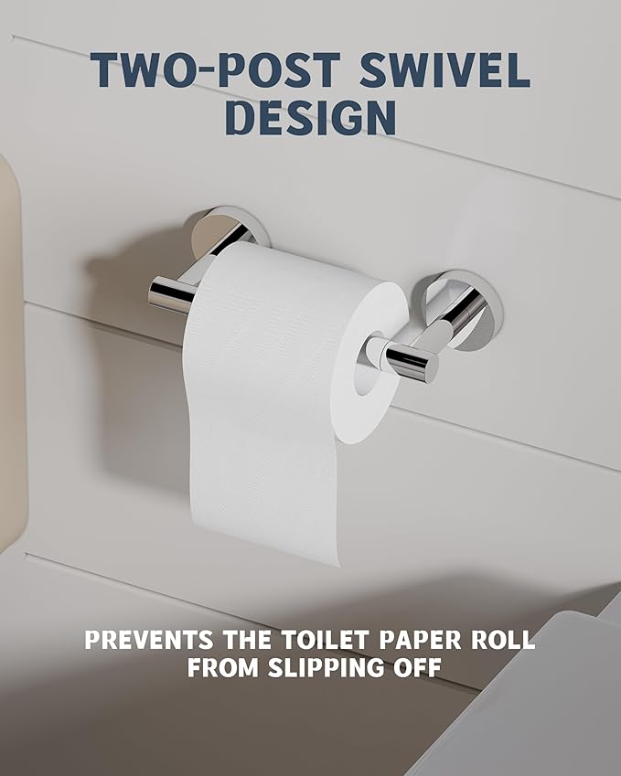 RARXTR Polished Finish Toilet Paper Holder SUS304 Stainless Steel Double Post Pivoting Toilet Paper Roll Holder Wall Mounted Toilet Tissue Holder for Commercial Bathroom RV