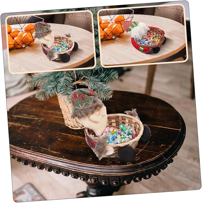2pcs Christmas Storage Baskets Woven Decorative Baskets for Home Desktop Adornment Multi-Functional Xmas Candy for Retail Office and More Eye-catching Design Versatile Use