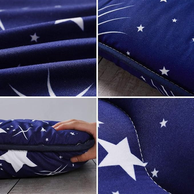 MAXYOYO Navy Starry Sky Japanese Floor Futon Mattress, Tatami Mat Portable Camping Mattress Kids Sleeping Pad Foldable Roll Up Floor Lounger Couch, King Size