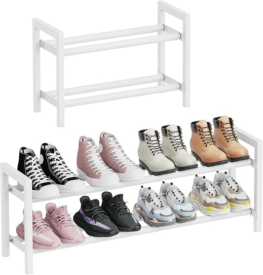 Mavivegue Expandable Shoe Rack, 2-Tier Adjustable Shoe Organizer, Shoe Shelf for Closet, Entryway, Front Door
