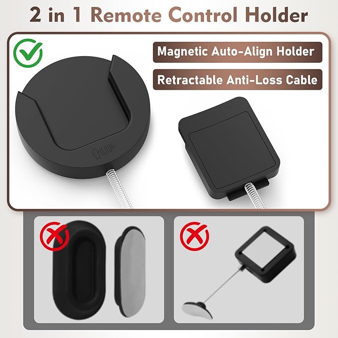 YYILIS 6.5 Ft Magnetic Remote Control Holder, 3 Pack Stretchy Remote Control Tether Wall Mount with Adjustable Leash and Strong Double N52 Magnets for TV/AC/Light/Fan, Home & RV Organizer Supply