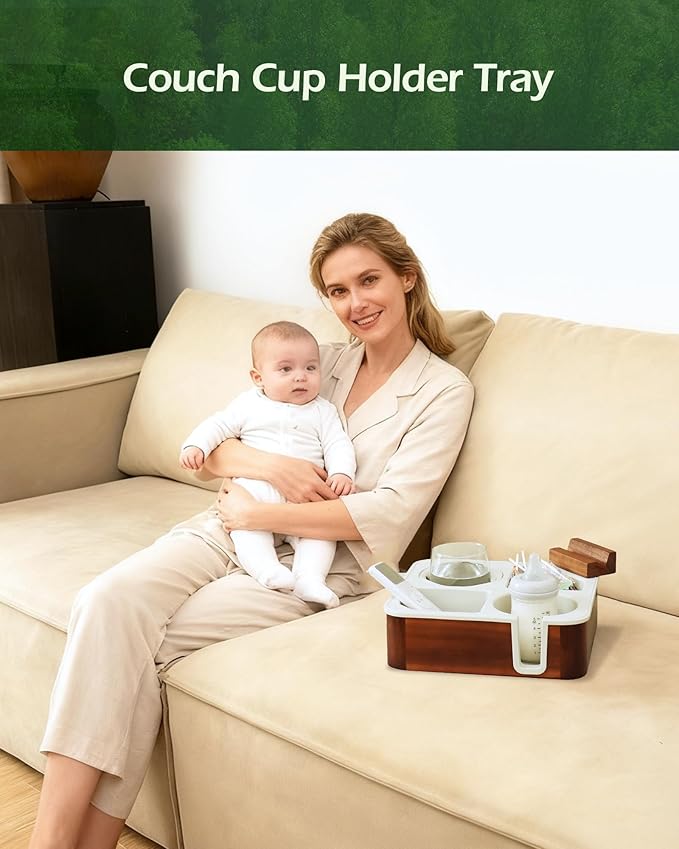 Acacia Wooden Couch Caddy Slotting (Black)