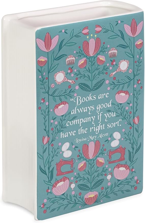 Steel Mill & Co Original Large Book-Shaped Decorative Vase, Ceramic Vases for Home Decor, Cute Bookshelf Decor, Unique Vase for Mother's Day, Little Women
