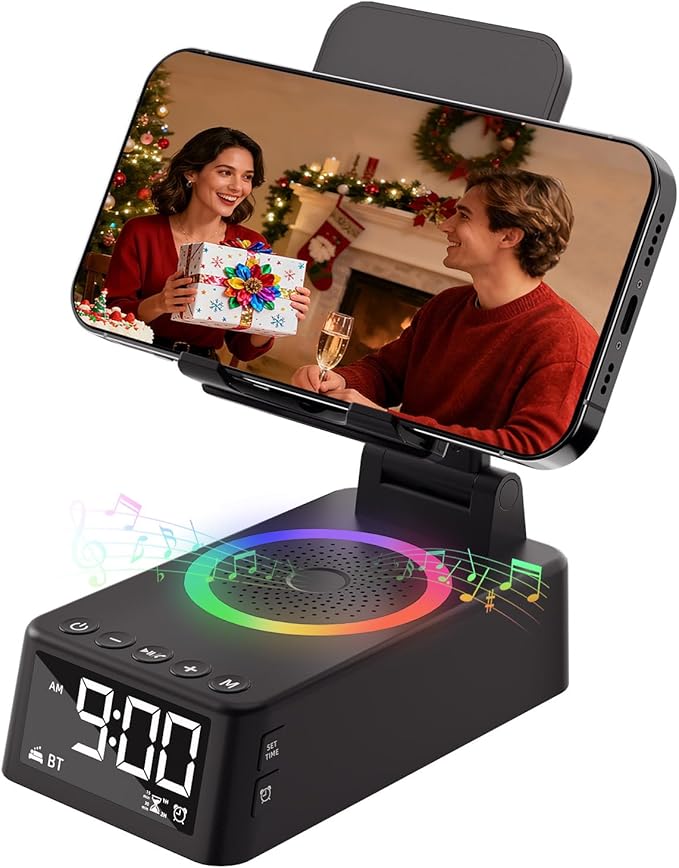 Gifts for Men Women, Cell Phone Stand with Bluetooth Speaker,Sound Machine White Noise Machine with 20 Soothing Sounds,Ambient Light Portable Speaker Stand Birthday Gifts for Men,Women,Dad