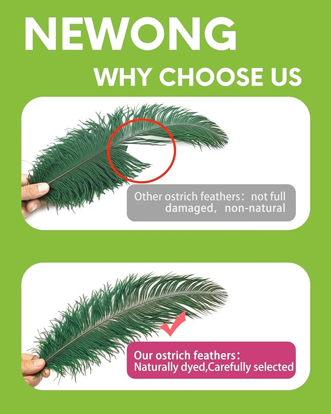 30pcs Dark Green Ostrich Feathers Natural Bulk 11-14inch(28-35cm) Vase Craft Wedding Home Party Centerpieces Christmas Day Decoration