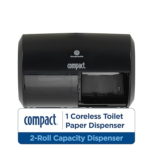 Georgia-Pacific Compact 2-Roll Side-by-Side Coreless High-Capacity Toilet Paper Dispenser by GP PRO (Georgia-Pacific); Black; 56784A; 1 Dispenser