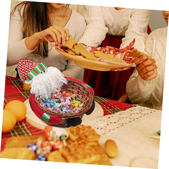 2pcs Christmas Storage Baskets Woven Decorative Baskets for Home Desktop Adornment Multi-Functional Xmas Candy for Retail Office and More Eye-catching Design Versatile Use