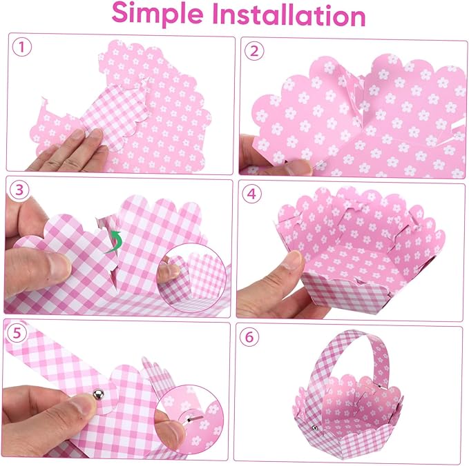 12pcs Adorable Easter Baskets for Storage Bunny Design for Treats and Festival Decor Creative Craft for Boys and Girls