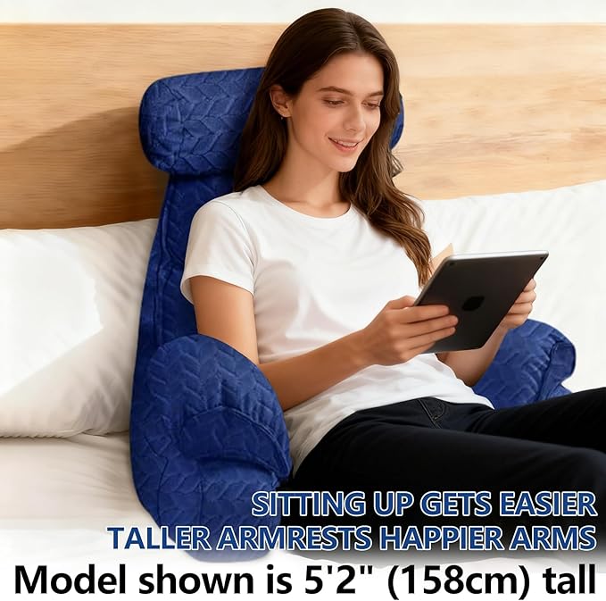 FXXUDVNIIN Back Pillow for Bed Sitting up – with 9.4" Armrest, for Reading, Gaming, Relaxing. Also Serves as tv Pillows for Sitting in Bed, Floor Pillow & Back Support for Adults.