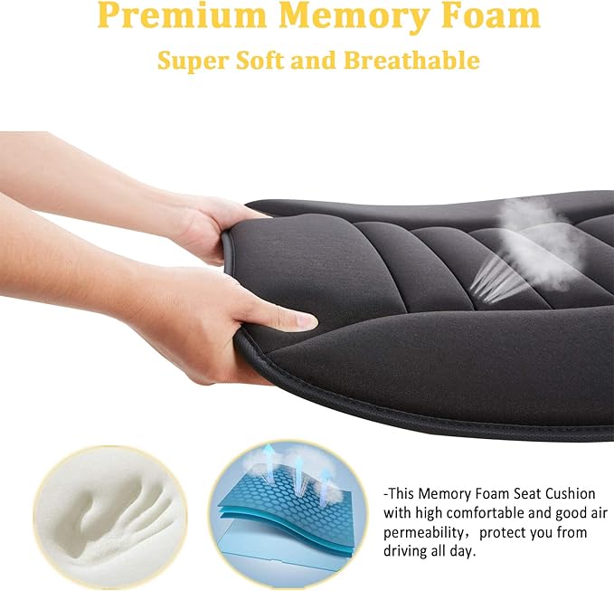 Big Ant Car Seat Cushion Pad Memory Foam Seat Cushion,Pain Relief Cushion Comfort Seat Protector for Car Office Home Use,Black 1PC