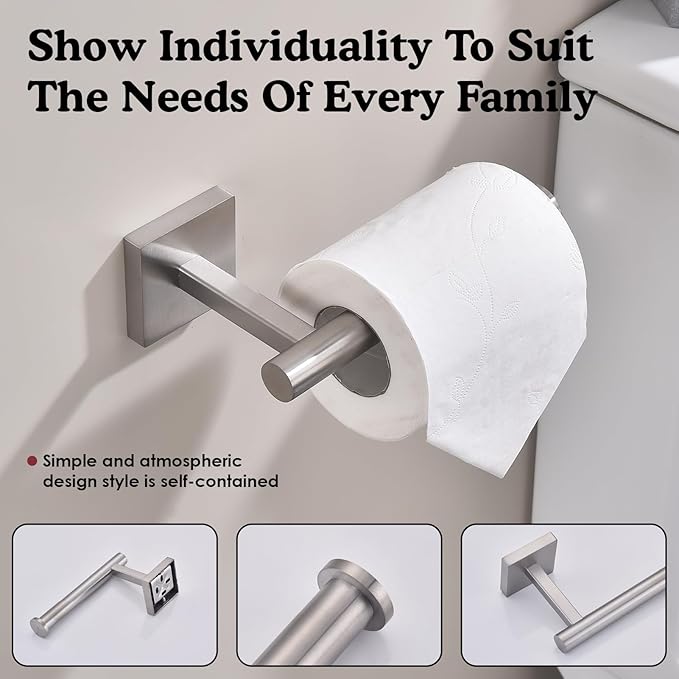 Brushed Nickel Toilet Paper Holder Contemporary Wall Mount Premium 304 Stainless Steel Modren Toilet Paper Tissue Roll Holders for Bathroom Mega Rolls Rustproof