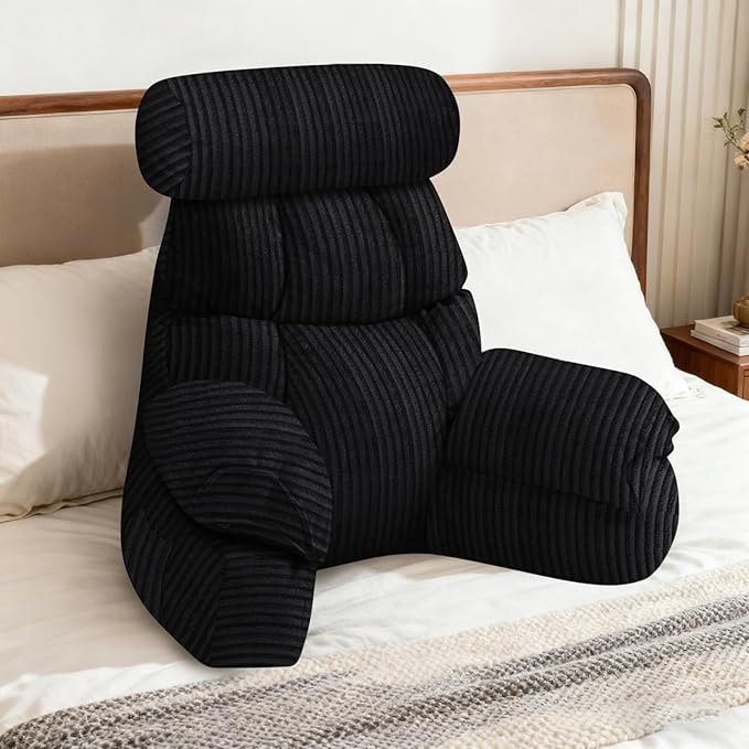 FXXUDVNIIN Back Pillow for Bed Sitting up – with 9.4" Armrest, for Reading, Gaming, Relaxing. Also Serves as tv Pillows for Sitting in Bed, Floor Pillow & Back Support for Adults.