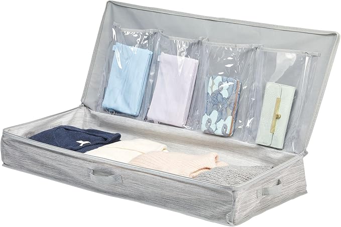 mDesign Long Gift Wrapping Organizer with Handles - Wrapping Paper Holder for Christmas and Holiday Giftwrap - Zipper Closure Storage Bag Container - Taupe/Tan