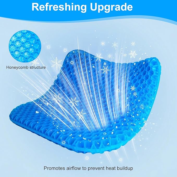 EVEME Gel Seat Cushion for Long Sitting with Non-Slip Cover, Soft & Breathable, Seat Cushion for Chair, Car, Office, Desk Chair, Wheelchair (17" x 15" x 1.2" - Blue)