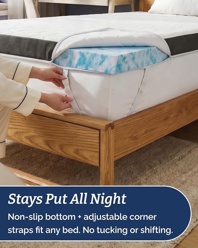 Memory Foam Mattress Topper with Cooling Cover - 3 Inch Cooling Gel Mattress Topper - Extra Plush, Thick & Comfortable - Full Size Mattress Pad with Washable Cover - Pressure & Pain Relief Bed Topper
