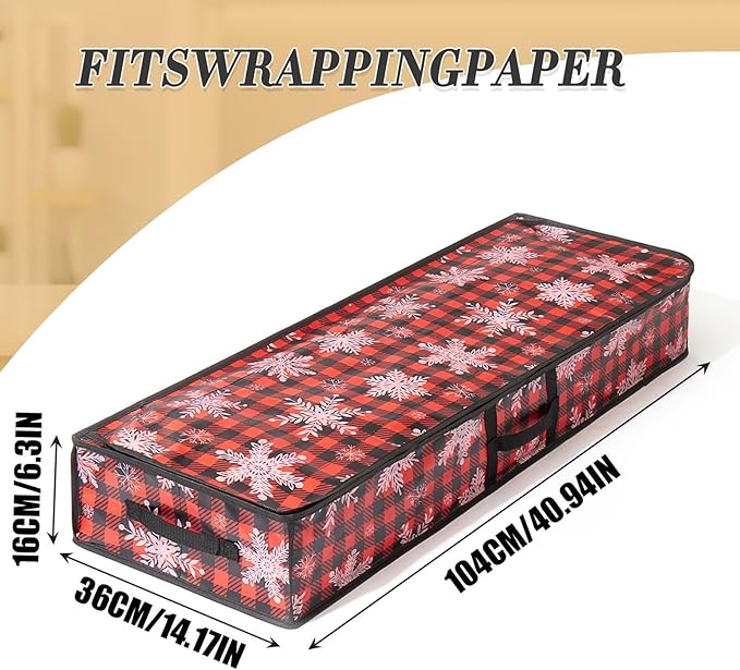 Wrapping Paper Storage | Large Boxes with Handle,Wrapping Paper Storage Bag with Interior Pockets,for Garage Closet College Dorm Attic Home Underbed Basement