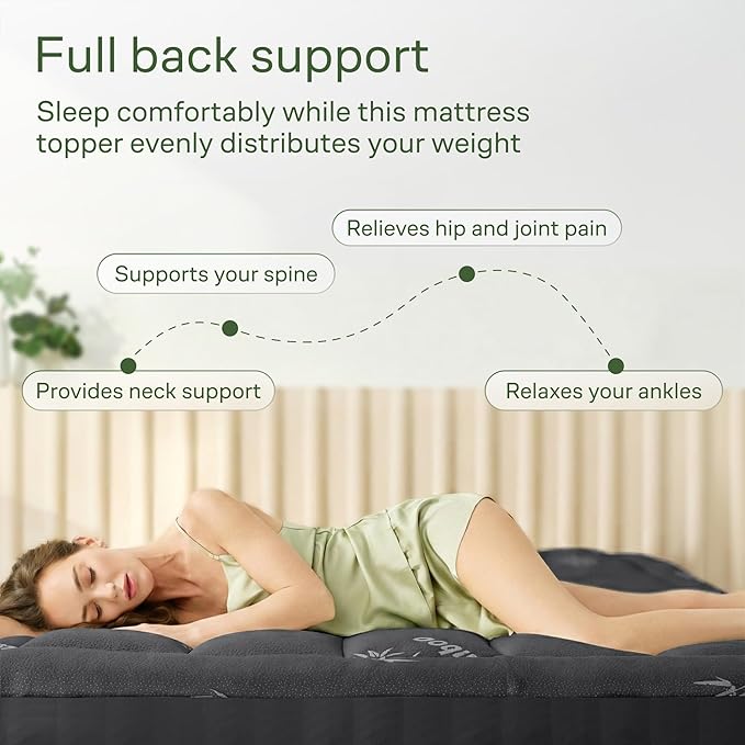 Niagara Ultra Soft Full Size Mattress Topper - Viscose Made from Bamboo Pillow Top Mattress Pad for Back Pain Relief - Naturally Cooling for Hot Sleepers, fits 6-18" Mattress, 600GSM, Dark Gray