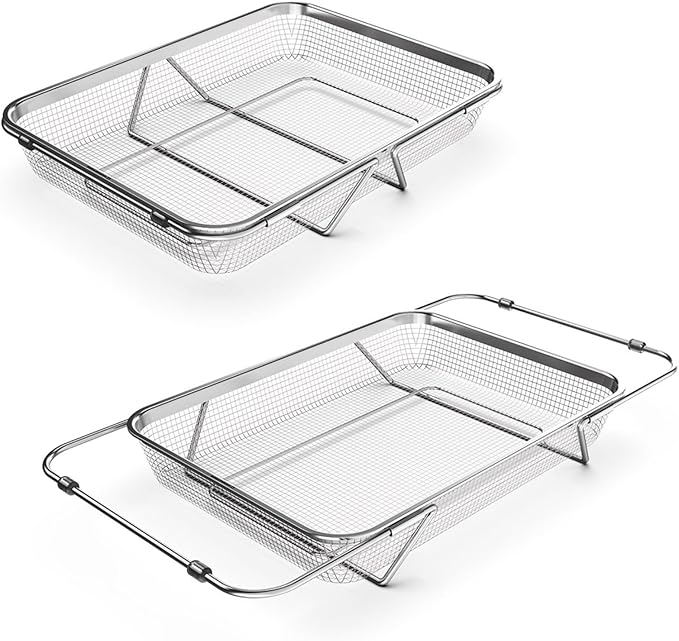WAGENSTEIGER Extendable Dish Rack with Feet, Vegetable Colander Basket, Stainless Steel Dish or Silverware Drying Rack, Ultimate Kitchen Organizer Over the Sink (12.99 x 9.65 x 2.76 Inches)