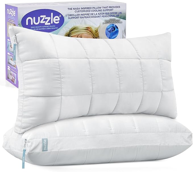 Nuzzle Pillows King Size Set of 2 Adjustable Pillows, Luxury Hotel Collection Bed Pillows – Best Adjust Height Soft Firm Pillows for Back, Stomach and Side Sleepers