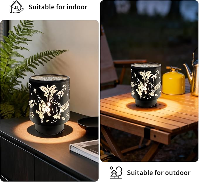 Battery Operated Table Lamp, Cordless Lamps for Home Décor, Nightlight with LED Bulb with Timer for Living Room Bedroom Tabletop Entryway Centerpiece Gift (Hummingbird)