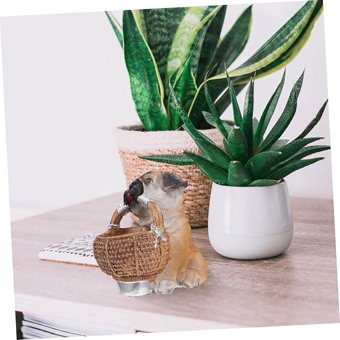 ABOOFAN 1Pc Creative Puppy Adornment Resin Keys Holder Basket for Desktop Organization Storage Container for Home and Entryway Unique Dog Statue Design