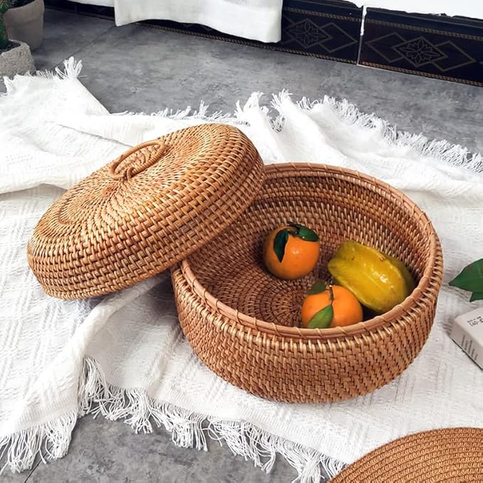1 Pack Rattan Weaving Living Room Desktop Ornaments Tea Table Storage Ornaments Desktop Storage Basket Daily Apple Ornaments