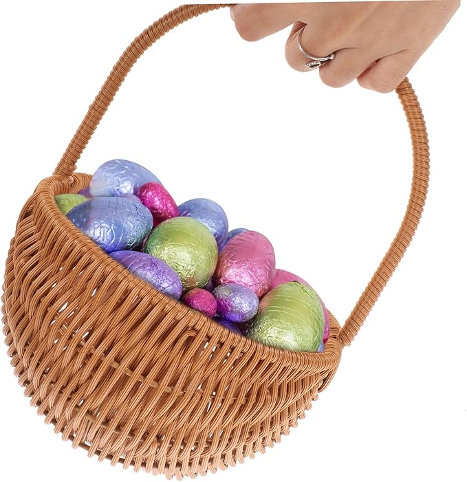 LABRIMP Rectangular Mini Woven Easter Basket with Handle for Storage Decorative Basket for Boys and Girls Parties and Home Organization for Candy and Items Storage