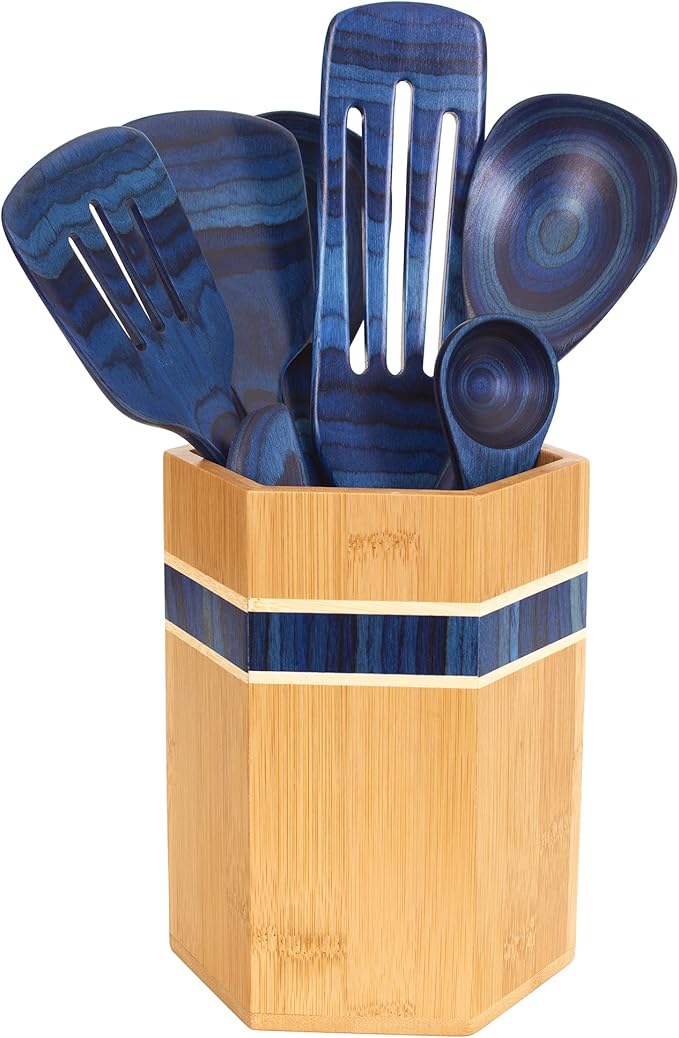 Totally Bamboo Baltique Malta Collection Kitchen Utensil Holder, Large Cooking Utensil Crock for Countertop