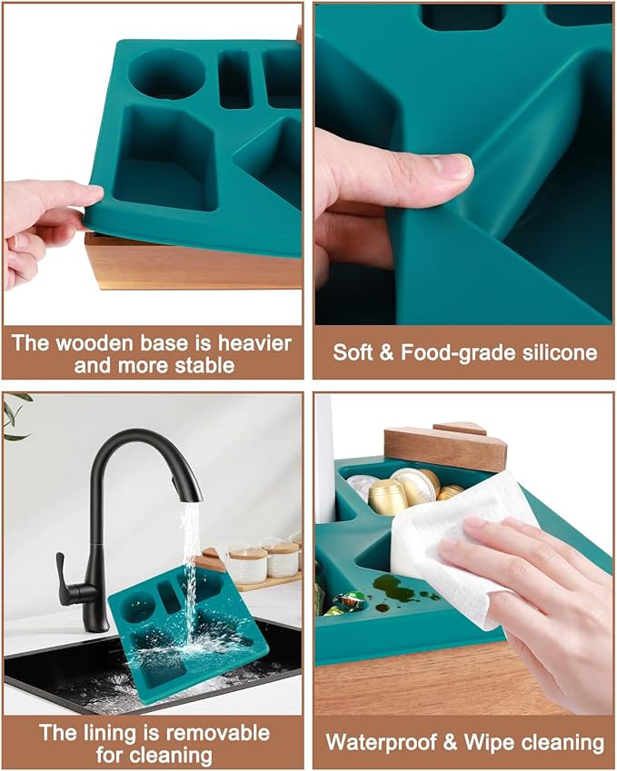 Couch Cup Holder Tray, Silicone Wooden Couch Caddy with Cup Holder for Snacks, Drinks, Remotes, Waterproof Cup Holder for Couch, Organizer, Couch Drink Holder, Easter Gifts
