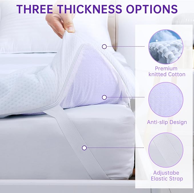 MUXHOMO 2 Inch 7-Zone Full Mattress Topper, Egg Crate Memory Foam Mattress Topper Full Size for Back Pain, Lavender Cooling Gel Infused Bed Pad, CertiPUR-US and Oeko-TEX Certification (54"×75")