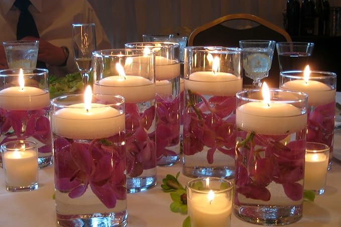 WGVI WGV Cylinder Vase Bulk, 3" W x 3" H, Clear Glass Candle Holder Bud Floral Container Planter Terrarium for Wedding Party Flowers Centerpieces and Home Office Decor, 6 Pieces