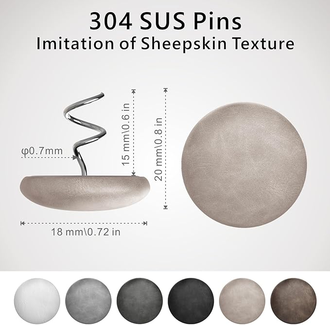 Leather Upholstery Twist Pins, 12 Pack – Multi-Purpose Headliner & Slipcover Holders for Couch, Bed Skirt, Furniture and Upholstery –Fashionable, Soft and Durable Fabric (24, Light Brown)